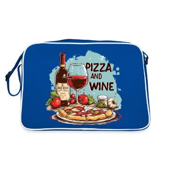 Pizza et vin Nourriture Alcool - Sac Retro - bleu/blanc - Dos