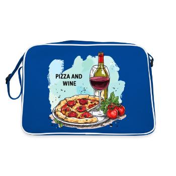 Pizza et vin Nourriture Alcool - Sac Retro - bleu/blanc - Dos
