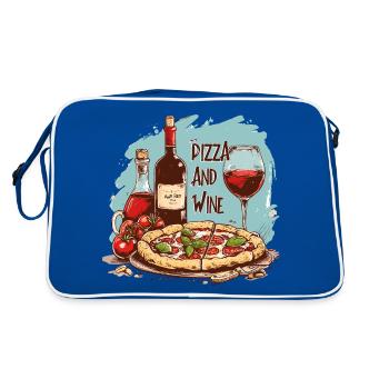 Pizza et vin Nourriture Alcool - Sac Retro - bleu/blanc - Dos
