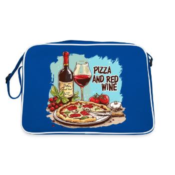 Pizza et vin Nourriture Alcool - Sac Retro - bleu/blanc - Dos