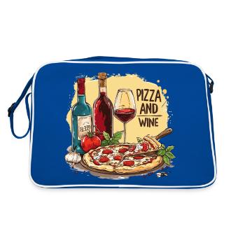 Pizza et vin Nourriture Alcool - Sac Retro - bleu/blanc - Dos