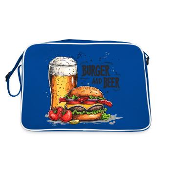 Burger Et Bière Nourriture Alcool Dictons Drôles - Sac Retro - bleu/blanc - Dos