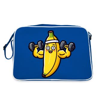 A banana in the middle of a weight training session - Retro Bag - blue/white - Back