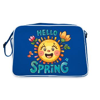 Bonjour le printemps Bonjour les fleurs de soleil de printemps - Sac Retro - bleu/blanc - Dos