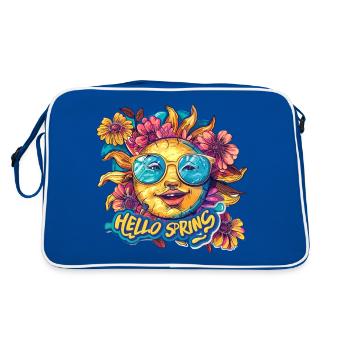 Bonjour le printemps Bonjour les fleurs de soleil de printemps - Sac Retro - bleu/blanc - Dos