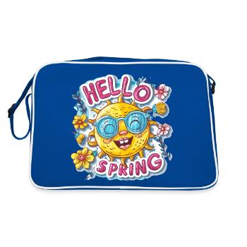 Bonjour le printemps Bonjour les fleurs de soleil de printemps - Sac Retro - bleu/blanc - Dos