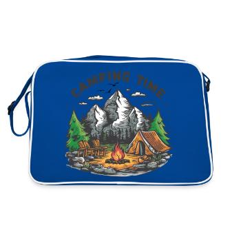 Camping Voyage dans le temps Aventure Vacances Feu de camp - Sac Retro - bleu/blanc - Dos