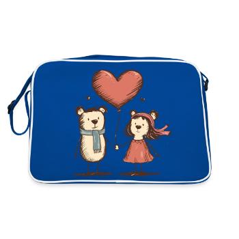 Ours, Amoureux, Bâtons, Couples, Animaux - Sac Retro - bleu/blanc - Dos