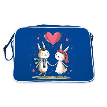 Drôle Lapin Couple Aimant Couple Saint Valentin - Sac Retro - bleu/blanc - Dos