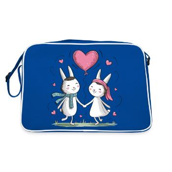 Drôle Lapin Couple Aimant Couple Saint Valentin - Sac Retro - bleu/blanc - Dos