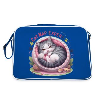 Cat Nap Expert - funny cat outfit! - Retro Bag - blue/white - Back