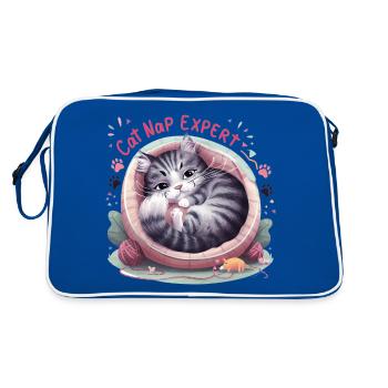 Cat Nap Expert - funny cat outfit! - Retro Bag - blue/white - Back