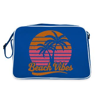 Beach Vibes Retro Sonne Urlaub Palmen Sommer - Retro Tasche - Blau/Weiß - Hinten