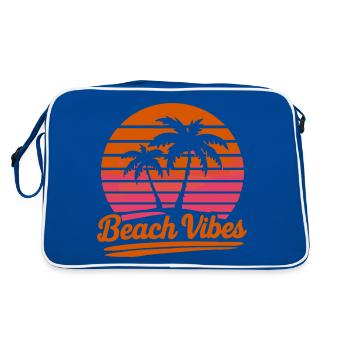 Beach Vibes Retro Sonne Urlaub Palmen Sommer - Retro Tasche - Blau/Weiß - Hinten