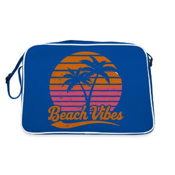 Beach Vibes Retro Sonne Urlaub Palmen Sommer - Retro Tasche - Blau/Weiß - Hinten