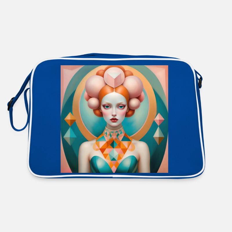 Aurora, digitale Malerei - Retro Tasche - Blau/Weiß