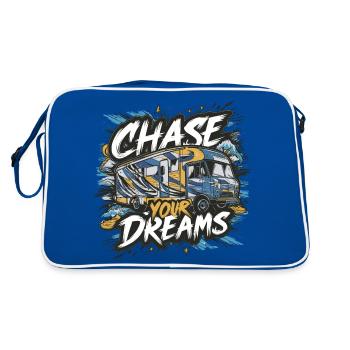 RV Caravan Saying Chase Your Dreams Holiday - Retro Bag - blue/white - Back