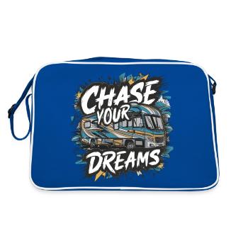 RV Caravan Saying Chase Your Dreams Holiday - Retro Bag - blue/white - Back