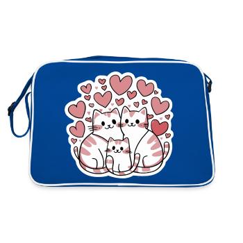 Famille de chats avec des cœurs Amoureux des chats - Sac Retro - bleu/blanc - Dos