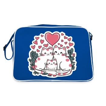 Famille de chats avec des cœurs Amoureux des chats - Sac Retro - bleu/blanc - Dos