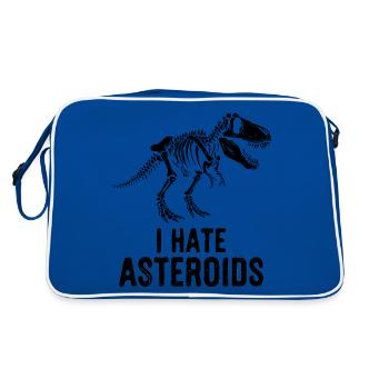 T-Rex Dinosaurier Skelett Spruch I hate Asteroids - Retro Tasche - Blau/Weiß - Hinten