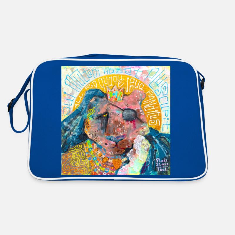 Pilgernder Löwe - Retro Tasche - Blau/Weiß
