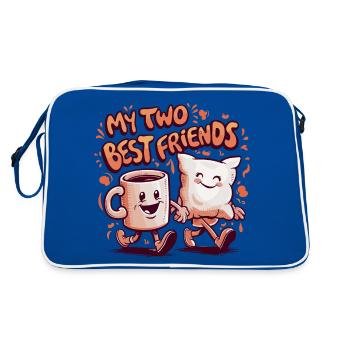 Tasse à café et oreiller Mes deux meilleurs amis - Sac Retro - bleu/blanc - Dos