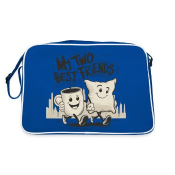 Tasse à café et oreiller Mes deux meilleurs amis - Sac Retro - bleu/blanc - Dos