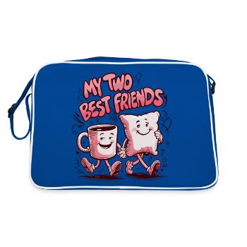 Tasse à café et oreiller Mes deux meilleurs amis - Sac Retro - bleu/blanc - Dos