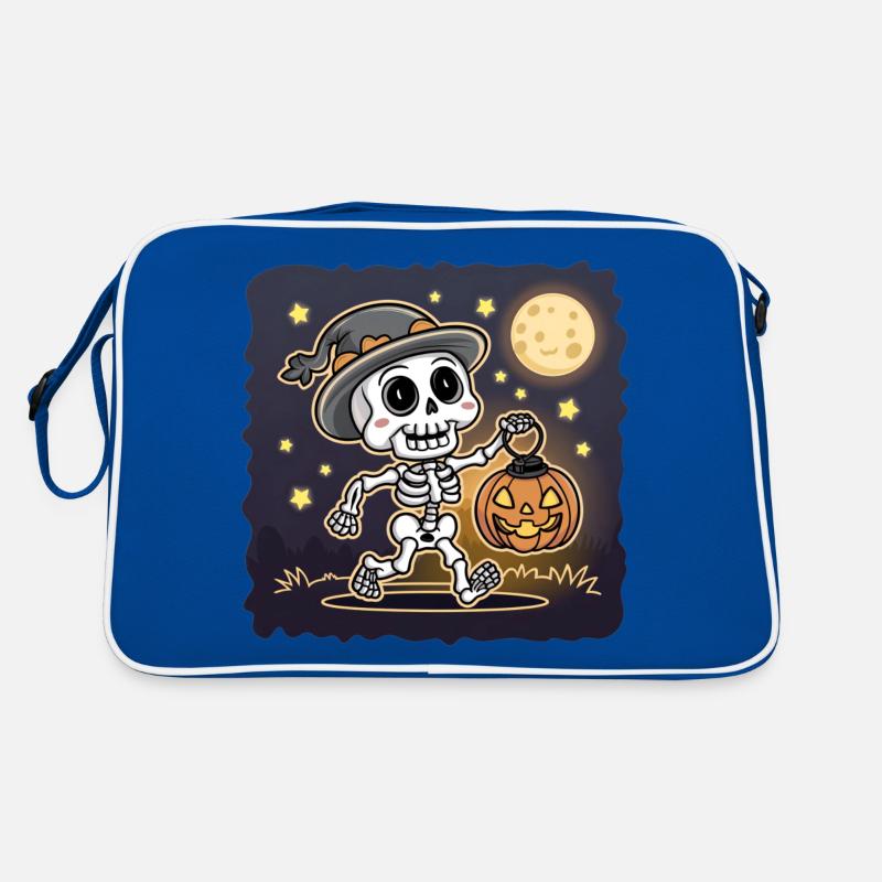 Cute Skeleton with Pumpkin Lantern Halloween Retro Bag