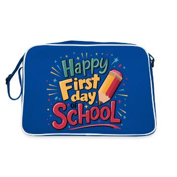 First day of school Children enrollment First graders - Retro Bag - blue/white - Back
