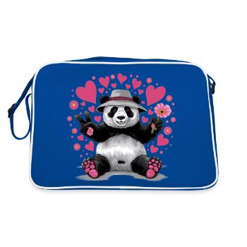 Saint-Valentin Panda Chers Amoureux des Pandas - Sac Retro - bleu/blanc - Dos