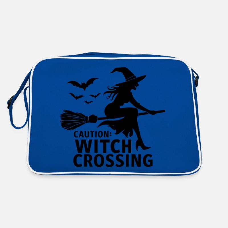 Halloween Hexe Hexenbesen Caution Witch Crossing Retro Tasche
