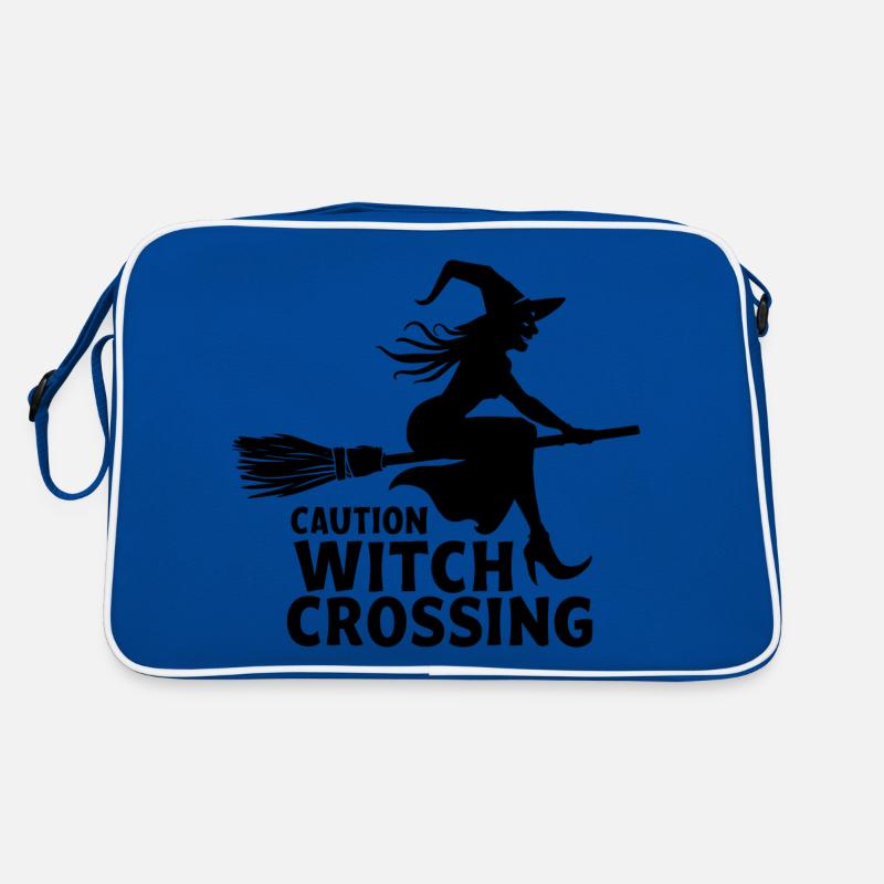 Hexe Hexenbesen Spruch Caution Witch Crossing Retro Tasche