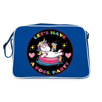 Einhorn Pool Party - Retro Tasche - Blau/Weiß - Hinten