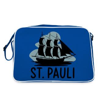 St. Pauli Schiff Reeperbahn Kiez - Retro Tasche - Blau/Weiß - Hinten