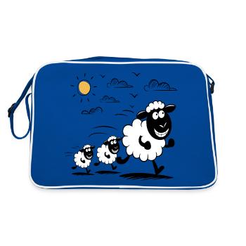 Drôles d’animaux de troupeau de moutons - Sac Retro - bleu/blanc - Dos