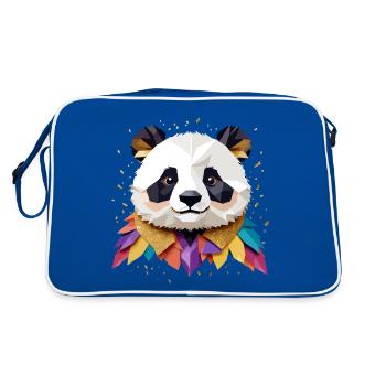 Panda Playful Adorable Fun Animal Color Geometric - Retro Bag - blue/white - Back
