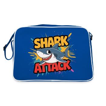 Drôle de requin Attaque de requin Amoureux de la mer - Sac Retro - bleu/blanc - Dos