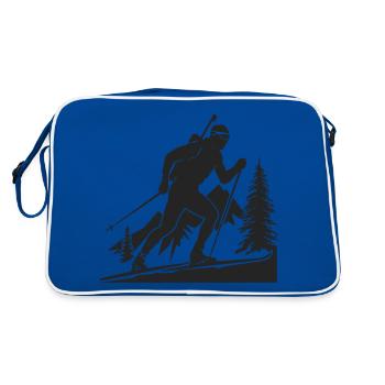 Biathlon Biathlet Wintersport - Retro Tasche - Blau/Weiß - Hinten
