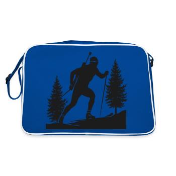 Biathlon Biathlet Wintersport - Retro Tasche - Blau/Weiß - Hinten