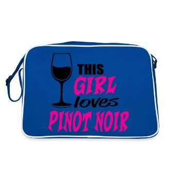 This Girl loves Pinot Noir Red Wine Saying - Retro Bag - blue/white - Back