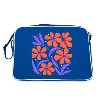 Décor floral. Personnalisable - Sac Retro - bleu/blanc - Dos