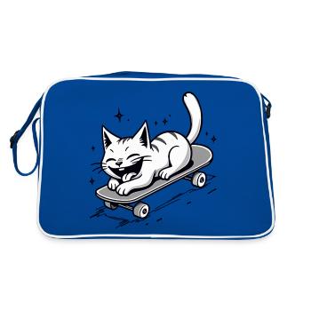 Skateboarder Skater Cat Skateboard Skating - Retro Bag - blue/white - Back