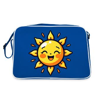 Lachende Sonne – Gute-Laune-Garantie - Retro Tasche - Blau/Weiß - Hinten