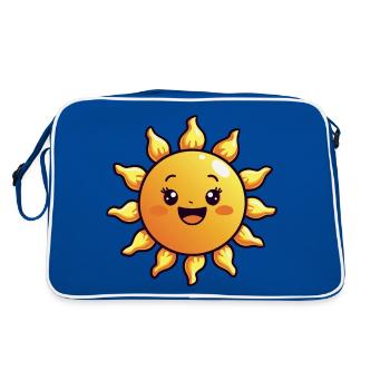 Lachende Sonne – Gute-Laune-Garantie - Retro Tasche - Blau/Weiß - Hinten