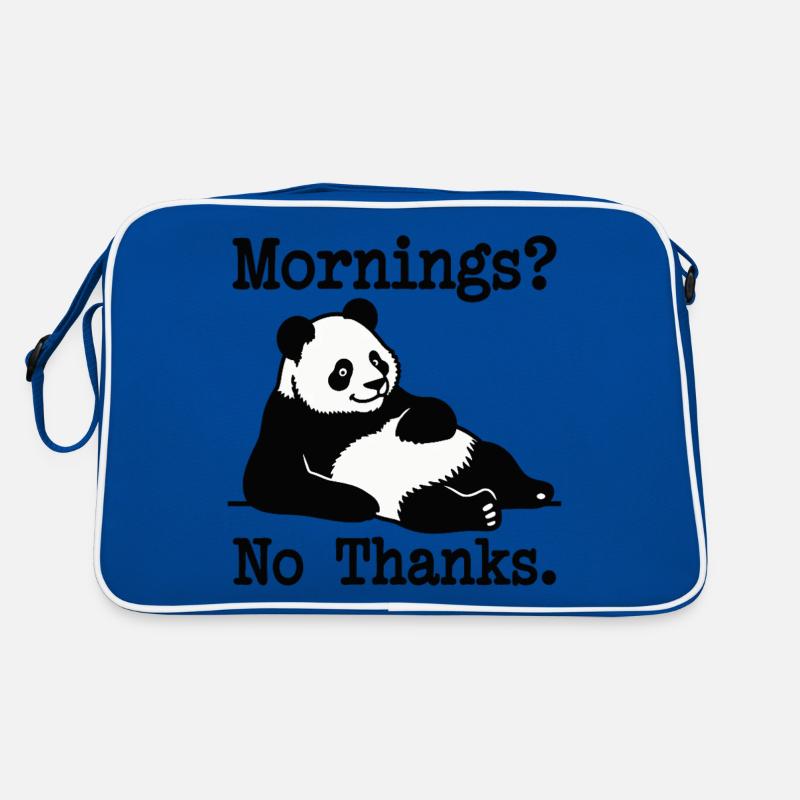 Mornings? No Thanks Panda - Retro Tasche - Blau/Weiß