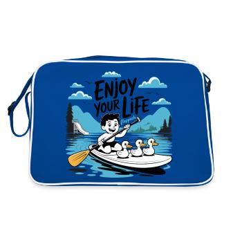 Enjoy Your Life - Flappach SUP-Spaß - Retro Tasche - Blau/Weiß - Hinten
