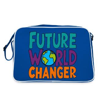 Future World Changer - Globe Saying - Retro Bag - blue/white - Back