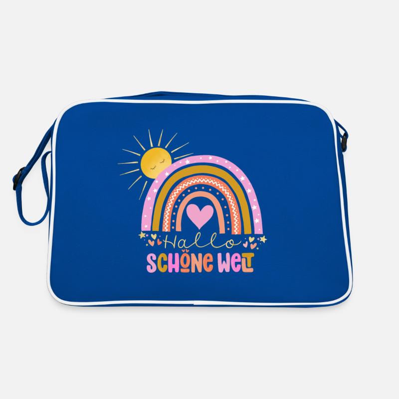 Hallo Welt - Retro Tasche - Blau/Weiß